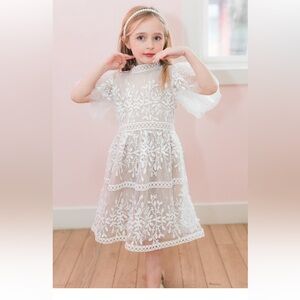 Ivy City Co. Mini Sicily Lace Dress With Flutter Sleeves sz 8 EUC